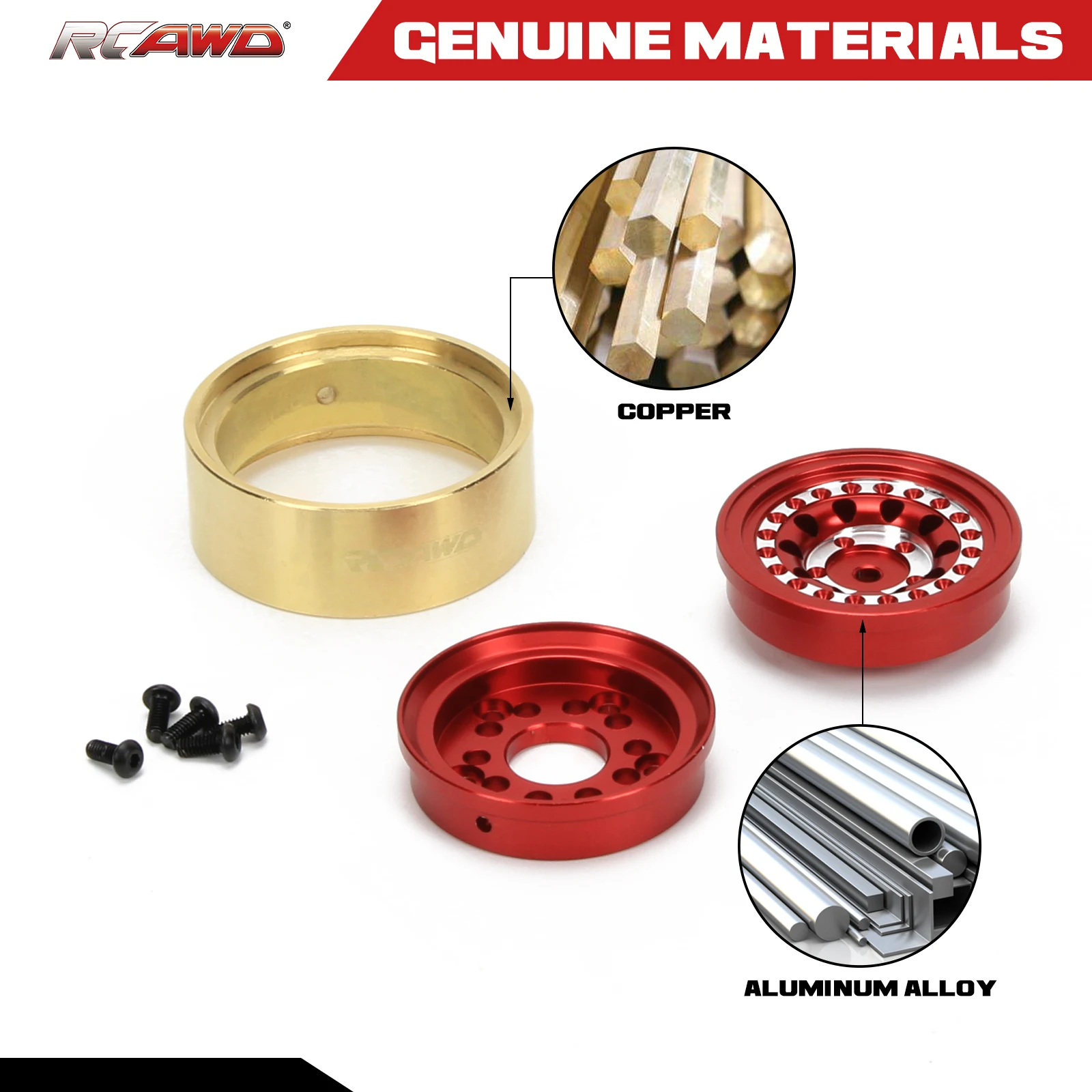 Wheel Glue-Free Alloy Beadlock And Brass Weights 312G 36.5*17.5Mm For ddmysmile FMS Hobby Fcx24 1/24 1/18 Mogrich Upgrades Part Smile 36.5*17.5Mm