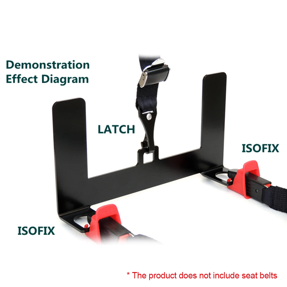 Car Safety Steel Child Seat Restraint Anchor Mounting Kit Universal for ISOFIX Belt Connector Seat Belt Bracket Latch Black smile