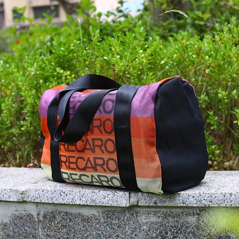 JDM Style Japan Recaro Large Fabric Canvas Handbag Racing Duffle School Bags Outdoor Travel Sports Luggage Bag Seat Harness