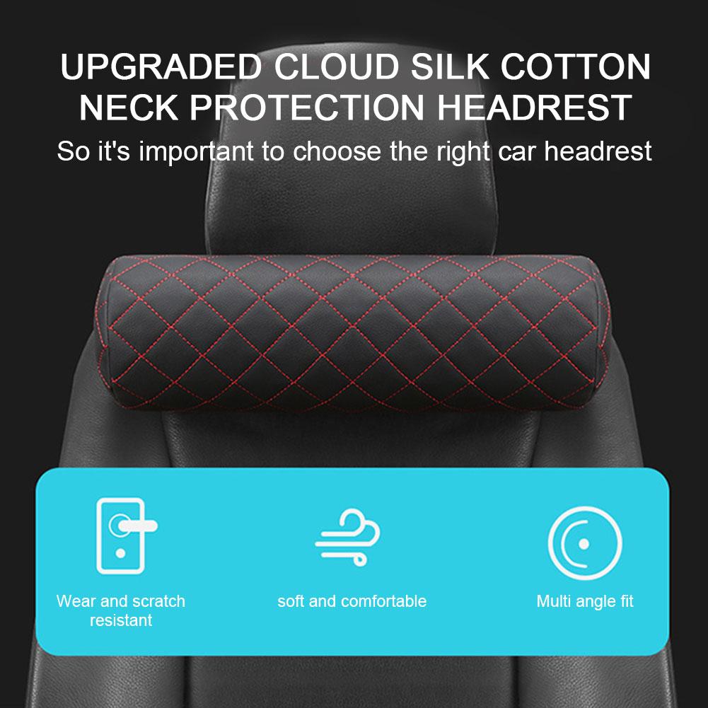 Seat Universal Neck Car Pillow Headrest Leather Memory Foam Cylindrical Office Protect Chair Breathable ddmysmile Headrest Pillow Cer G7p6 Smile