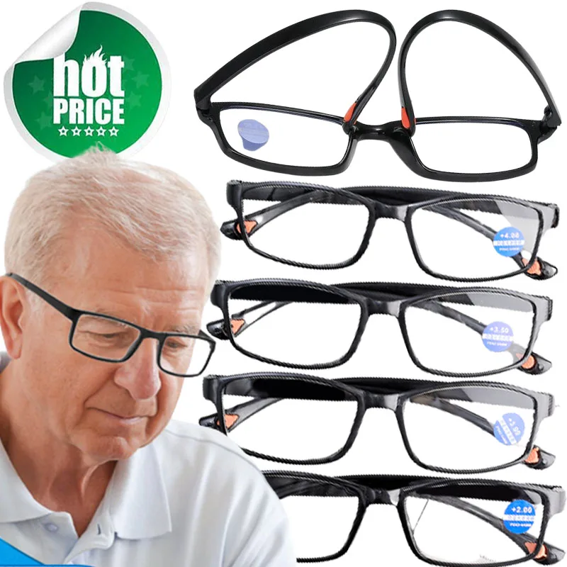 Aged Men Women Reading Glasses Sports Anti-blue Light Reading Eyewear Black Red Frame Presbyopia Eyeglasses +100 To+400 Glasses