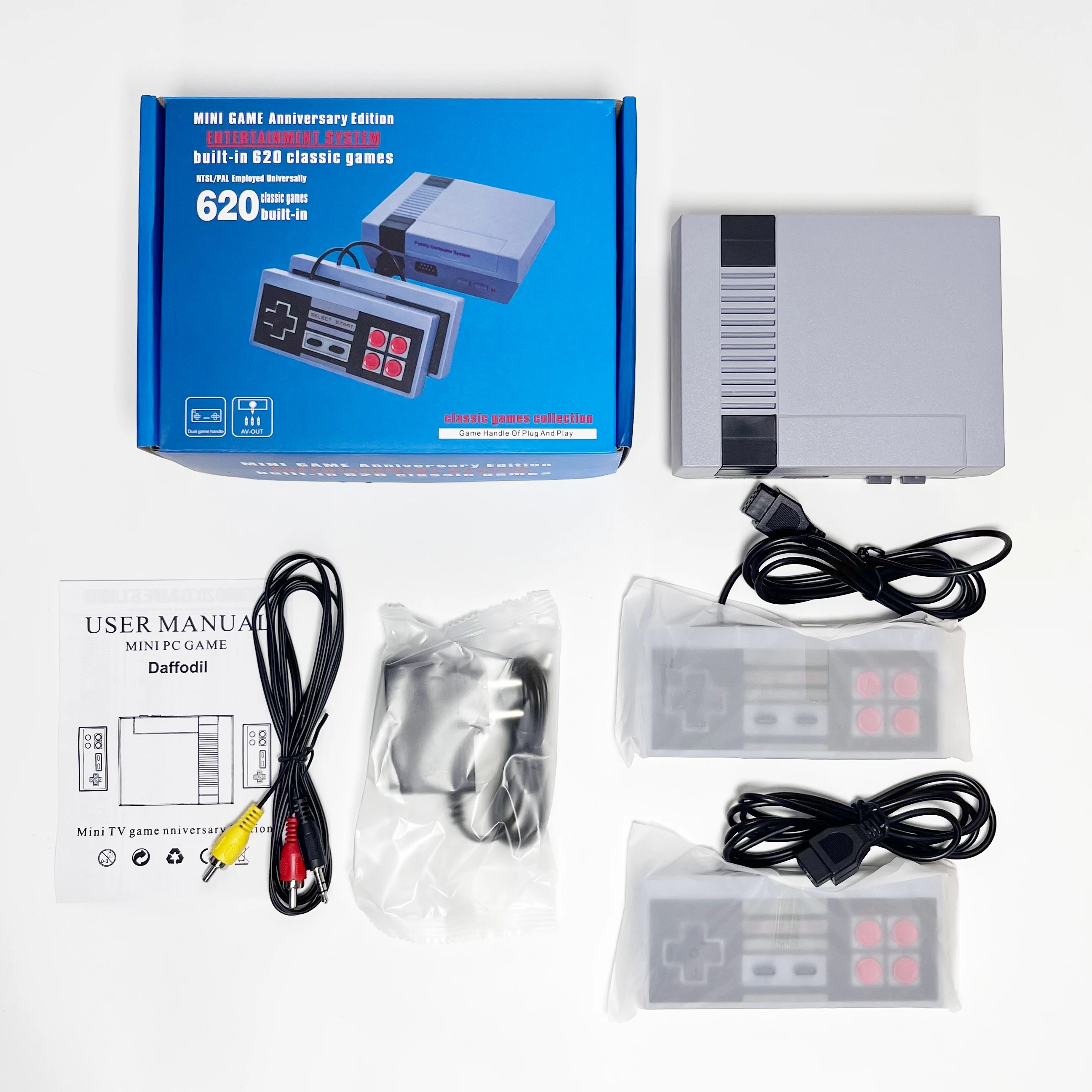 Family Recreation Video Built-in 620 Game Console Mini TV Handheld AV Output Retro Classic Games Dual Gamepad Gaming Player Air or Sea Shipping