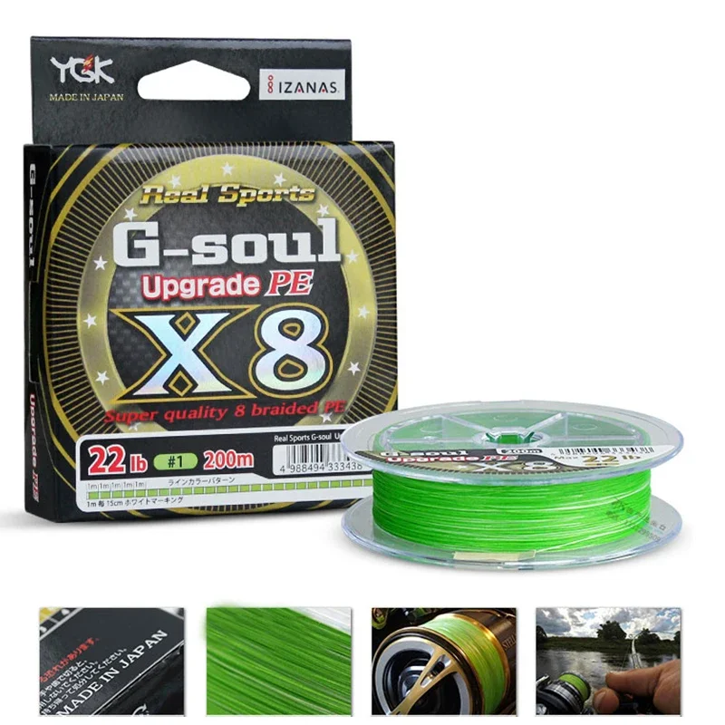 G-Soul Upgrade YGK X8 Braid Fishing Line Super Strong 8 Strands Multifilament PE Line 150M 200M Japan 14Lb ddmysmile 16Lb 22Lb 60Lb Smile
