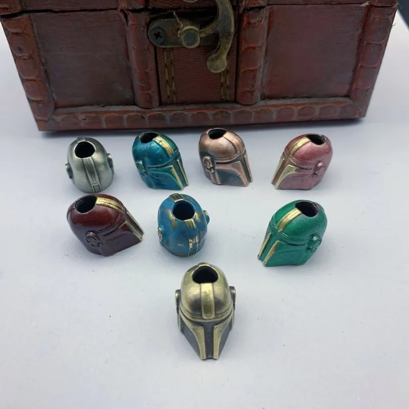 Folding Knife Helmet Alien Bead Paracord Woven Lanyard Keychain Pendants Brass DIY EDC Umbrella Rope Hangings Charms Accessories smile