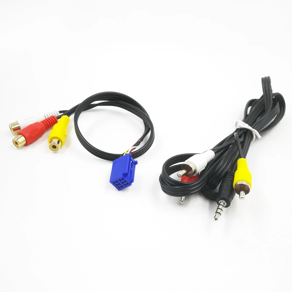 Biurlink Car RCA Adapter VTR Cable For Toyota 6 Pin Blue AV Port