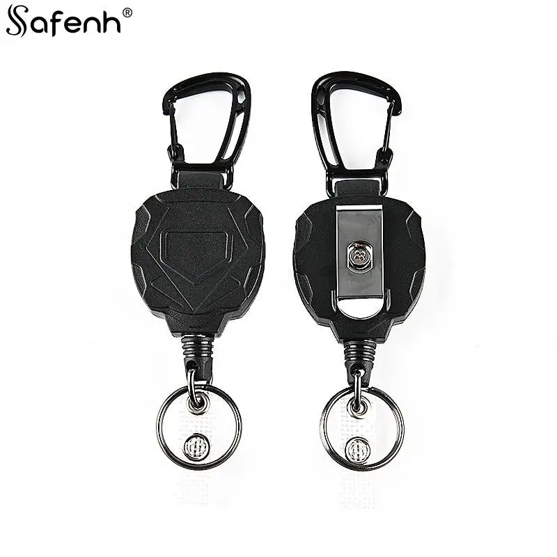 1PCS Keychain Clip Outdoor Automatic Retractable Wire Rope Luya Tactical Pull Recoil Sporty Key Ring Anti Lost ID Card Holder