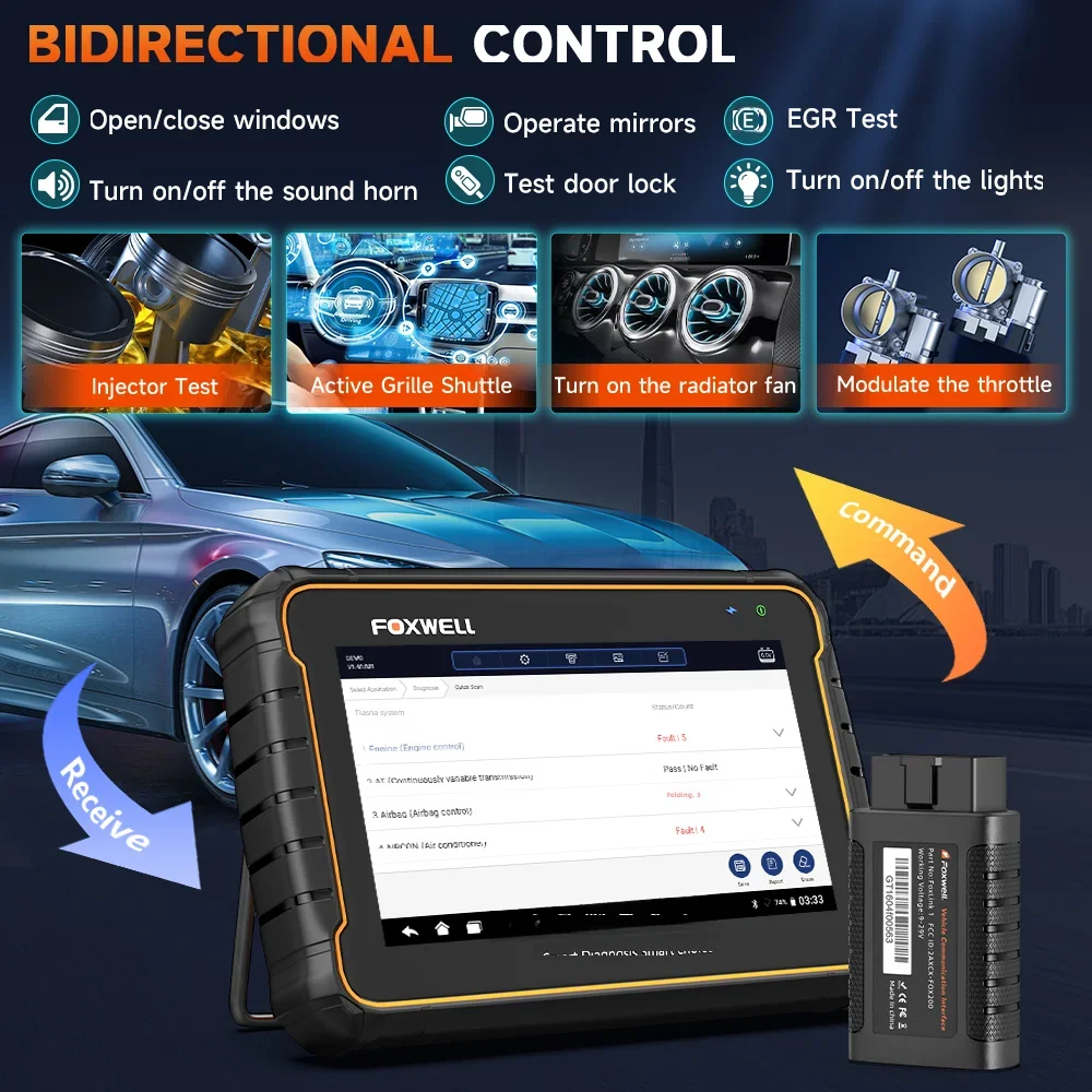 OBD2 Diagnostic GT60 Foxwell Tool Full System Active Test Car Code Reader 24 Reset Service Professional OBD 2 Automotive Scanner smile