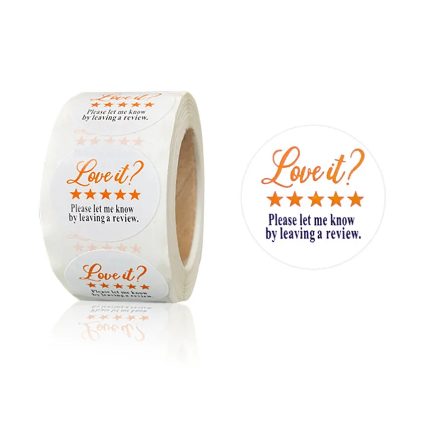 Love ? 500Pcs it Please Leave A Review Sticker Thank you Label for Small Shop commodity Packaging Handmade crafts gift stickers smile ?
