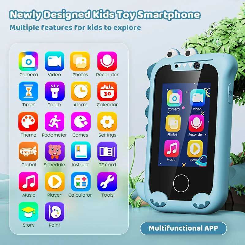Childrens mobile phone for ages 3-12 toy phones with dual cameras MP3 sic players games touch screens learning toys birthday gifts Free shipping