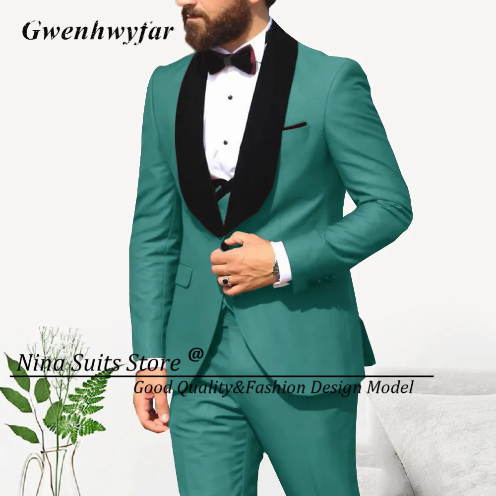 Simple&Classic Men Gwenhwyfar Design Suitsfog Grey Blazer Black Sude Lapel Slim Fit Costume ddmysmile Homme Wedding Party Groom Tuxedo Smile
