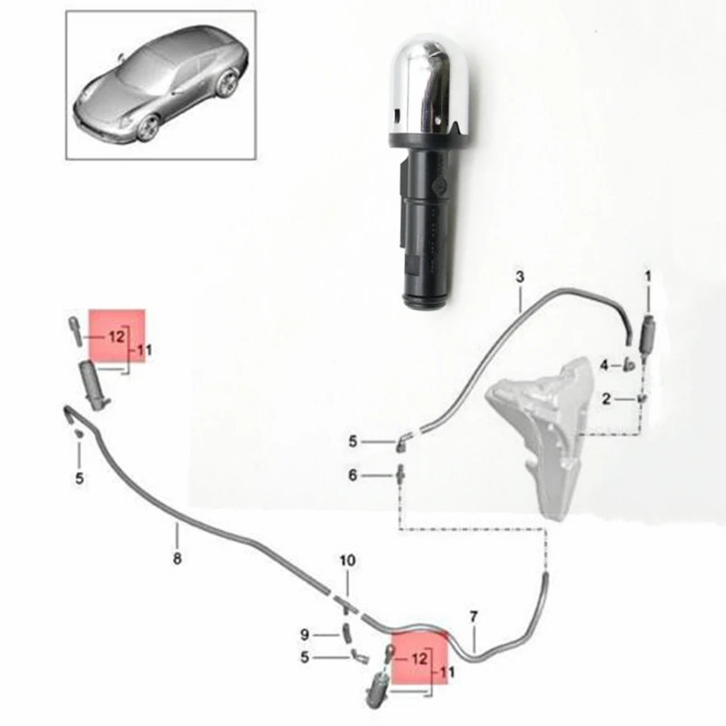 Front Headlight Washer Nozzle Head Spray Jet For Porsche Panamera 911 Boxster 991 Cayman 718 981