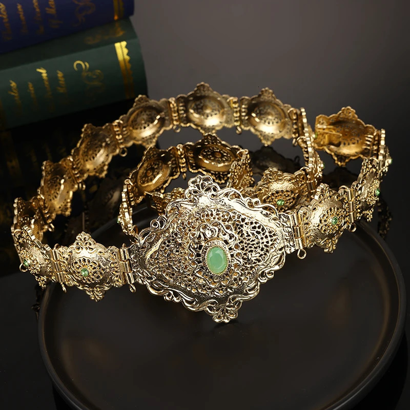 Golden Algerian Womens Belt Moroccan Abaya Bridal Jewelry Traditional Arabic Waist Chain Gift 241108