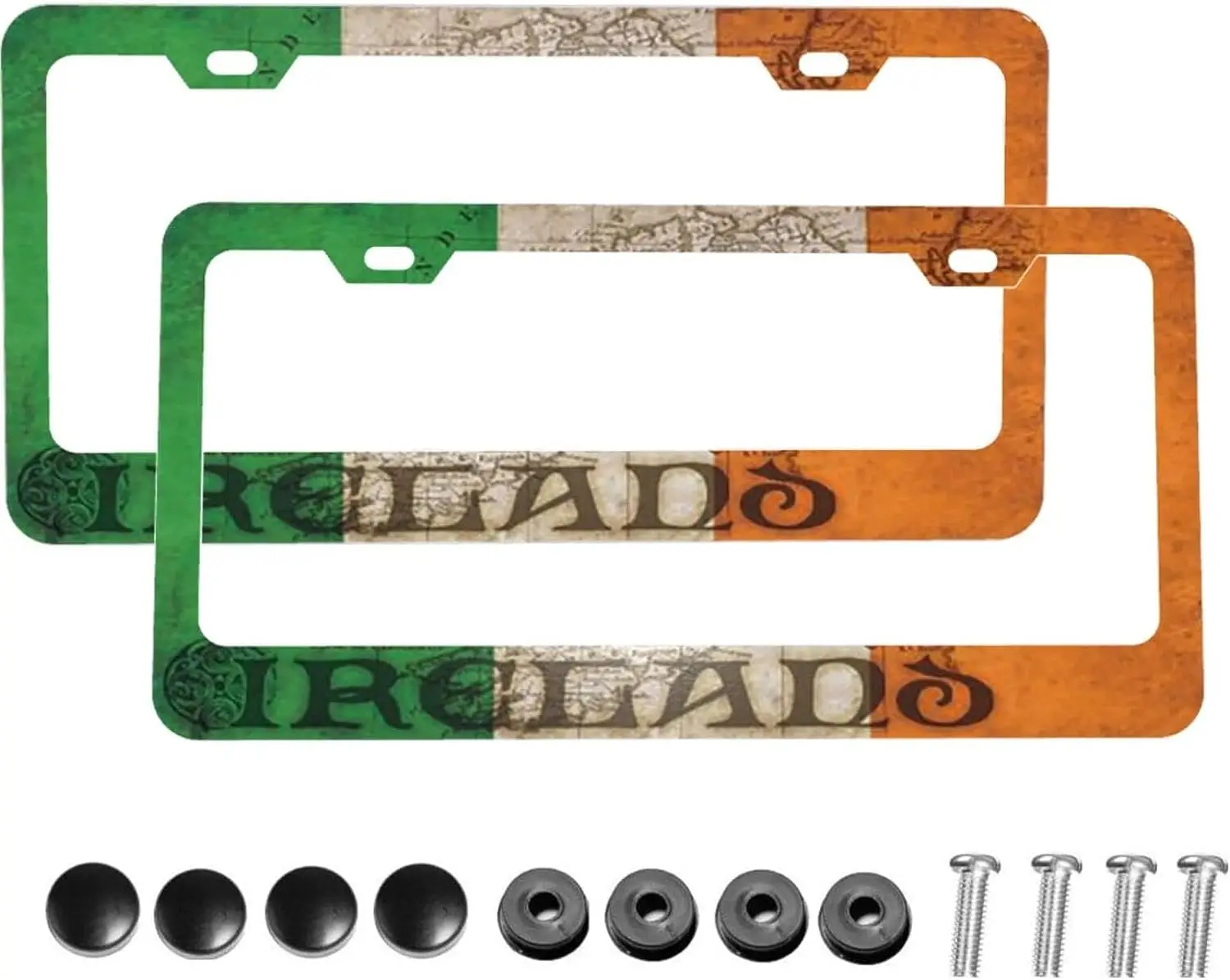 Ireland Vintage Sets ddmysmile 2 Flag Irish Metal License Plate Frame Auto Decorative Frames Cars Protector Cover Holder For US Standard Smile