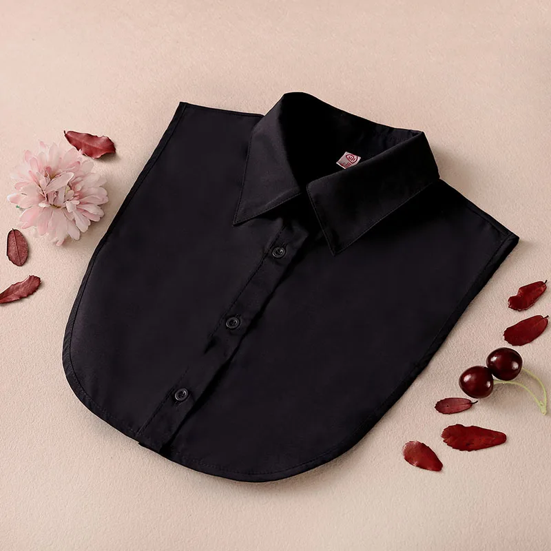 Stand Fake Women White Collar Tie False Collar Black Tutleneck Detachable Collar Lapel Blouse Top Women Half Shirt Faux Col smile