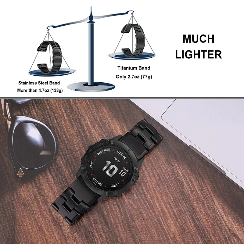 Alloy Titanium 22 26Mm Light Weight Watchband Quickfit Wrist Strap For Garmin Epix Pro Fenix 7 7X Pro 47Mm 51Mmfenix 6 5 5X ddmysmile Plus Smile