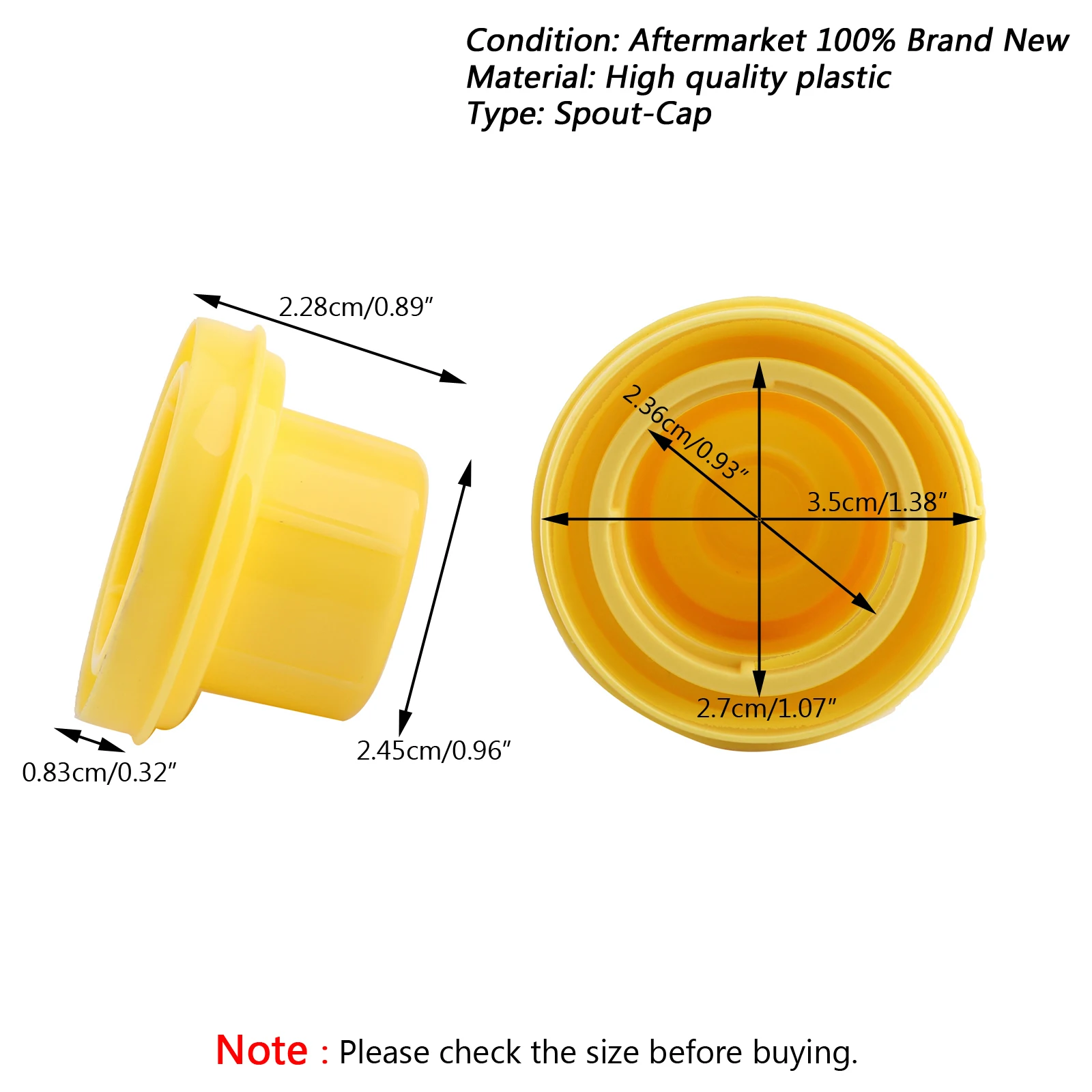 Areyourshop Replacement YELLOW SPOUT CAP Top For BLITZ Fuel GAS CAN 900302 900092 900094