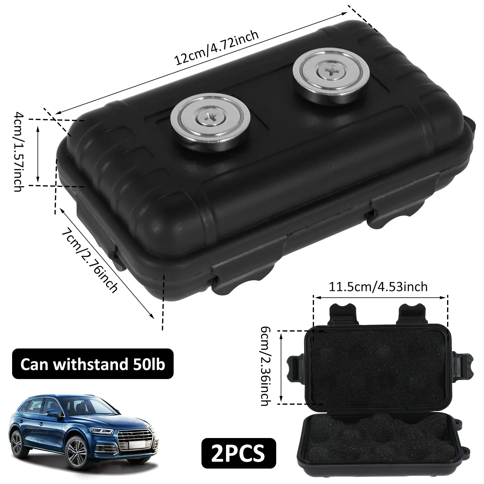 1/2Pcs Magnetic Key Holder Under Car Hide Key Box with Strong Magnet Waterproof Magnetic Key Hider Rustproof Magnetic Storage