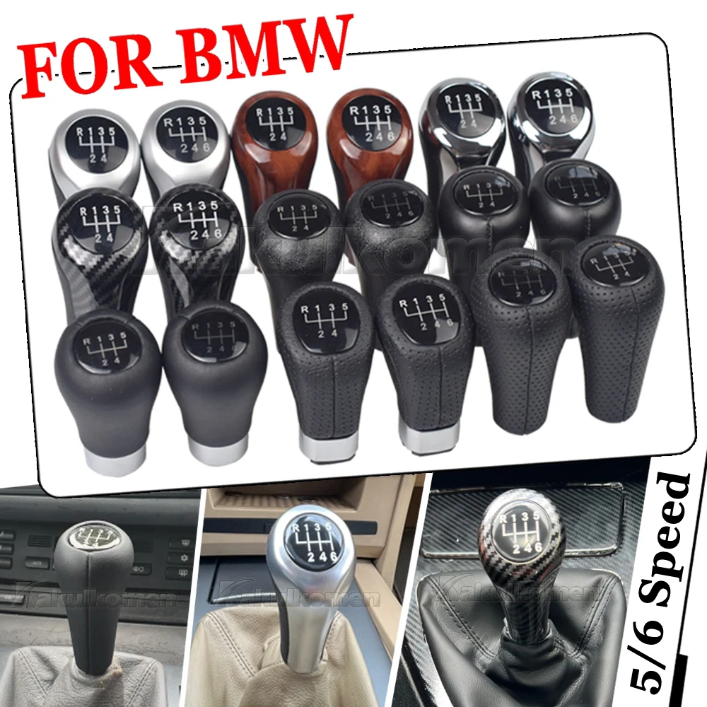1 Fit For 3 5 6 Series E30 E32 E34 E36 E38 E39 E46 E53 E60 E63 E83 E84 E90 E91 Car 5 6 Speed Leather Gear Stick Shift Knob smile
