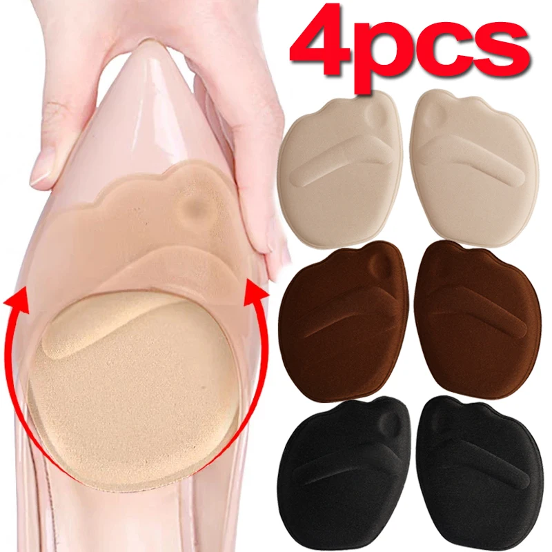 Heels High Forefoot Pad Half Insoles 2/4pcs Women's Memory Foam Anti-slip Back Sticker Pain Relief Protector Shoe Pads Cushion smile
