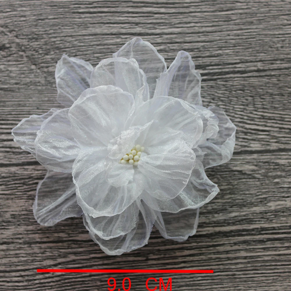 Artificial Flowers Accessory 10Pc/Lot,Vintage For Dresses Apparel,Diy Rosette Fabric Silk ddmysmile Organza Lace Flowers Girl Kid Children Smile