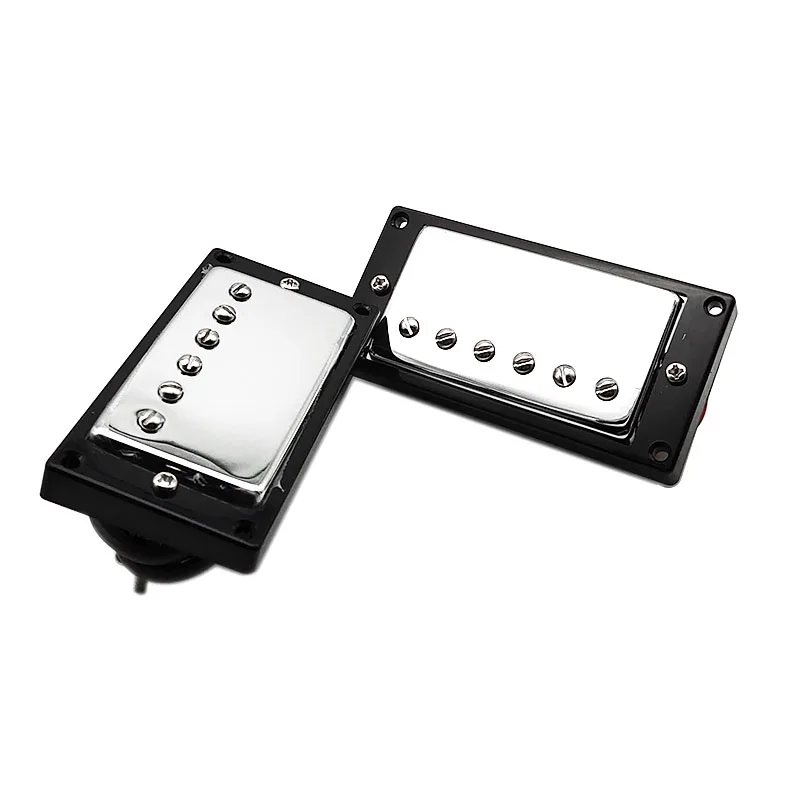 1Pcs LP Humbucker Set Electric Guitar Pickup Neck Bridge Pickup Kit 50mm/52mm with Ring for LP Style Electric Guitar Chrome