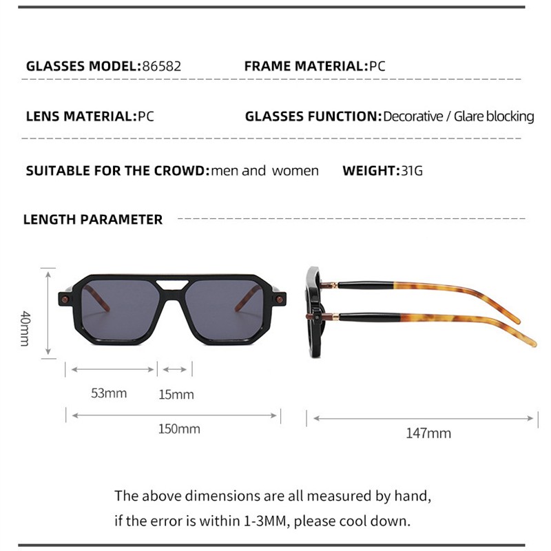 Square Sunglasses For Men Women Blue Light Blocking Shades Uv400 Sun Glasses Luxury Thick Frame Eyeglasses Driving Eyewear New