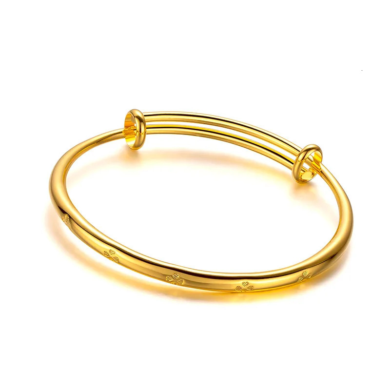 Pure 18k gold lucky bracelet suitable for womens trends gold grass smooth womens jewelry push-pull handle 241108