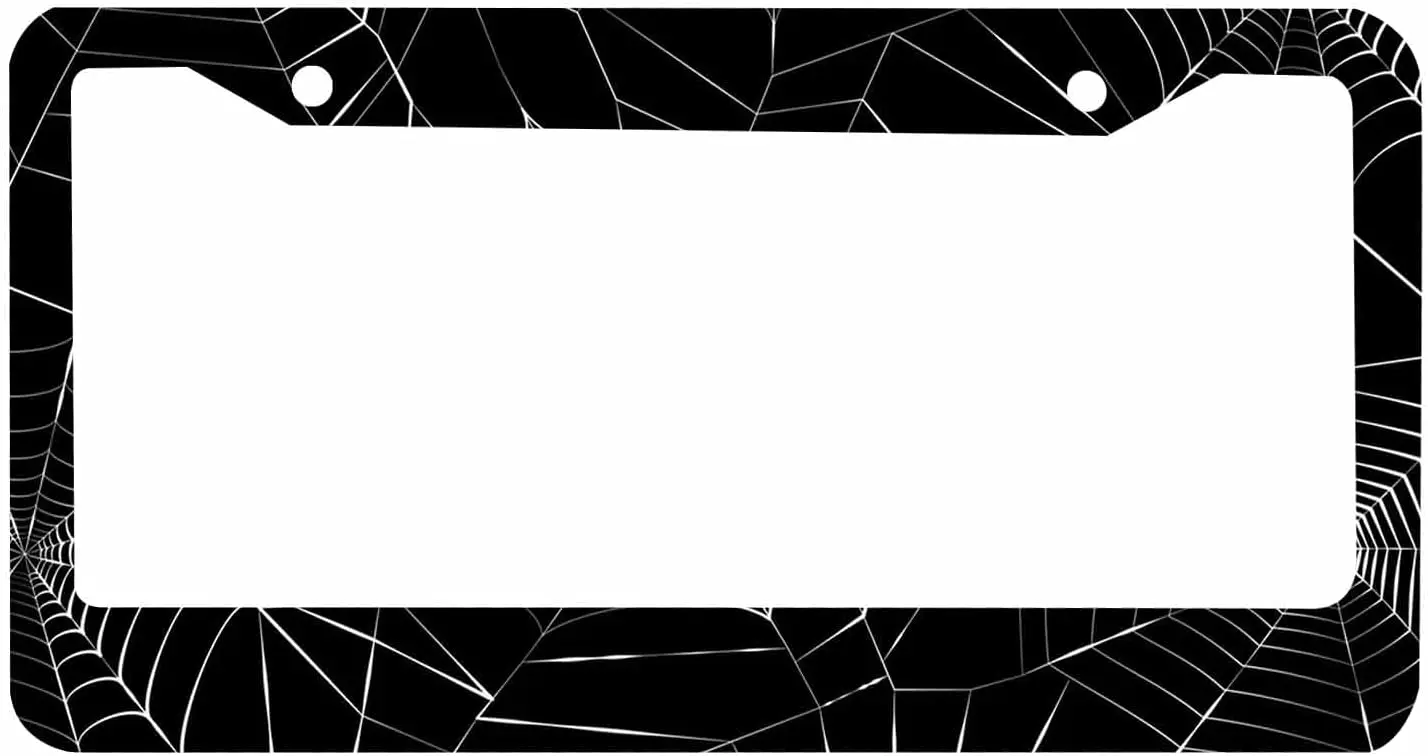 License Frame Decorative Plate Black Spider Web Halloween Car Tag Cover Aluminum Auto License Plate Holder for Men Women 12x6in smile