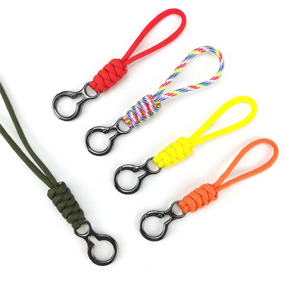 Paracord Braided Woven Keychain Lanyard Buckle Emergency Survival Bagpack Key Ring Wristlet Strap Car Trinket Key Holder