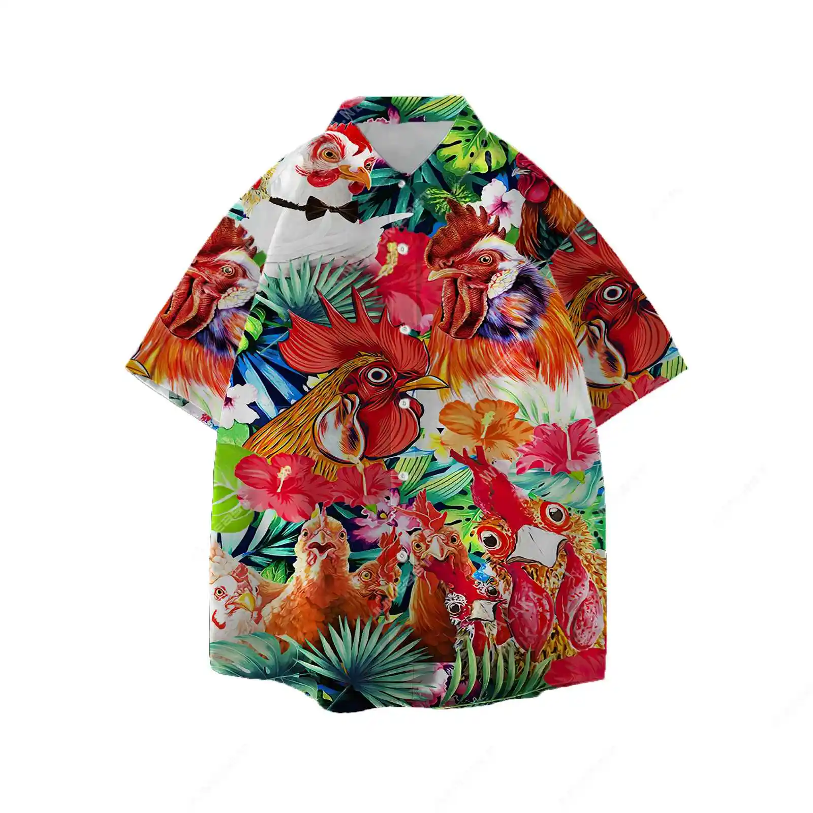 Rooster 3D Jumeast Turkey Printed Men Hawaiian Aloha Shirts Y2K Vintage Beach Unisex Baggy Blouse Chicken Farm Clothing Shirty smile
