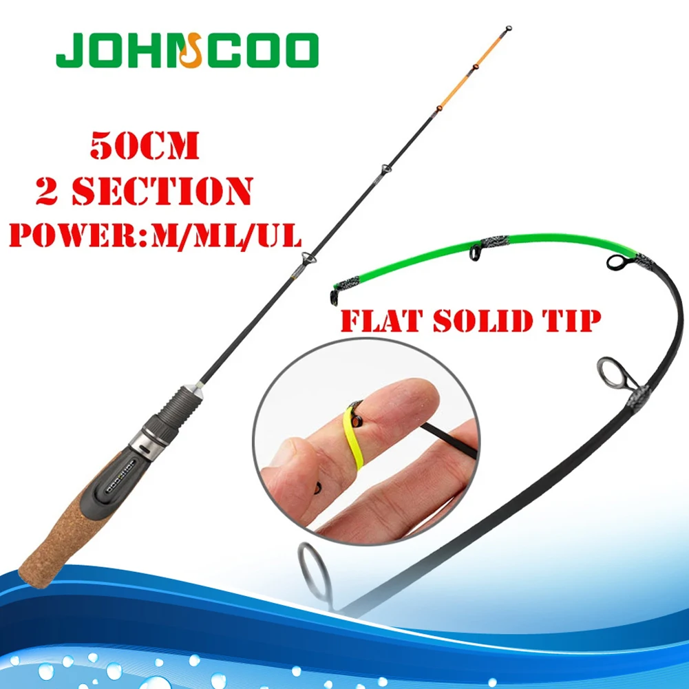Ul/Ml/M Winter Fishing Rod Soft Tip 50Cm Ice Fishing Rod With Flat Tip High Quality Fiber Glass Tip With Cork Handle 2-Section smile