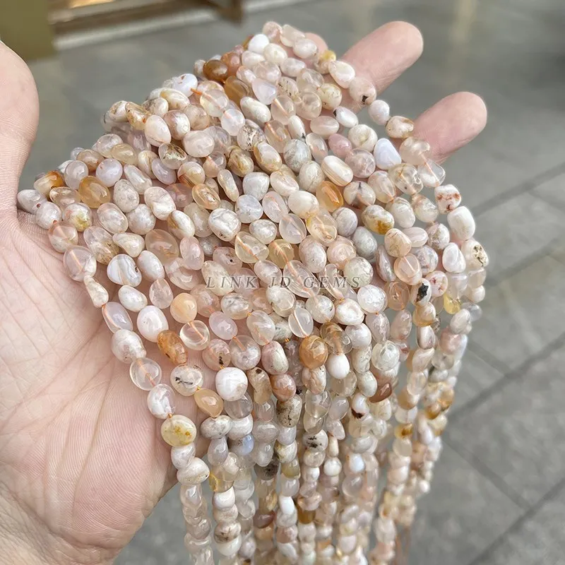 6-8mm Natural Cherry Agate Irregular Shape Beads Loose Spacer Sakura Bead For Jewlery Making Diy Necklace Bracelet Ear Stud