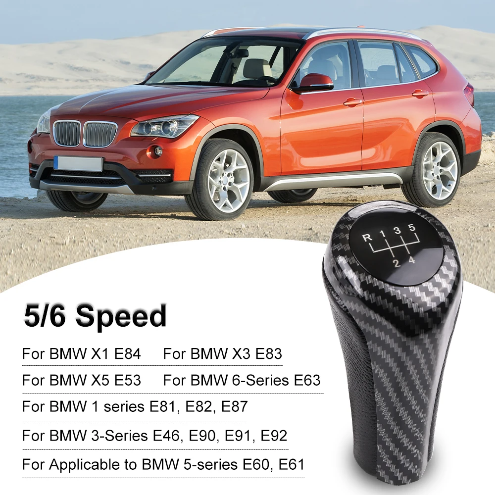 1 Fit For 3 5 6 Series E46 E53 E60 E61 E63 E81 E82 E83 E84 E87 E90 E91 E92 Car 5 6 Speed ddmysmile Leather Gear Stick Shift Knob Smile
