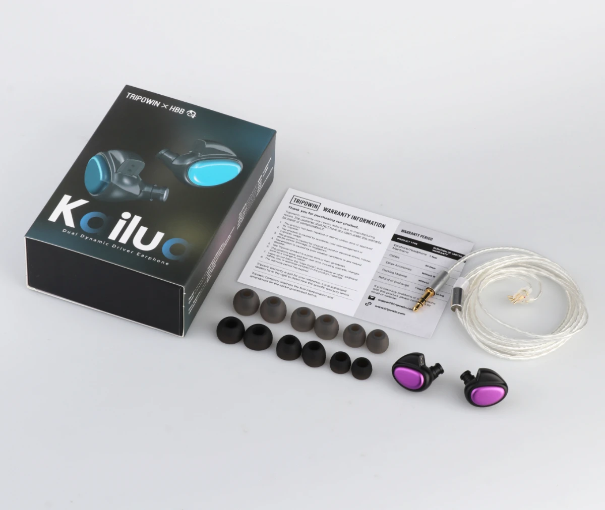Kailua HBB Tripowin X Dual Dynamic Driver In-Ear Monitor With Detachable OCC ddmysmile Cable 0.78Mm 2Pin Connector For Audiophile Musician Smile