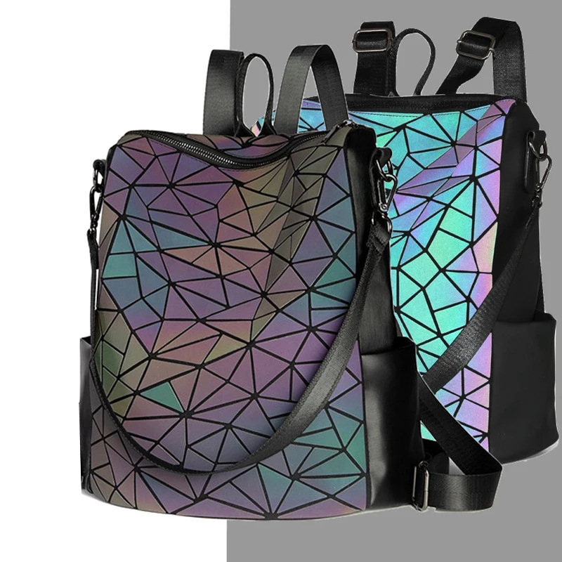 Women Backpack large Luminous Female Sequin Travel Bag School Backpack For Teenage Girls holographic Bagpack sac a dos mochila smile