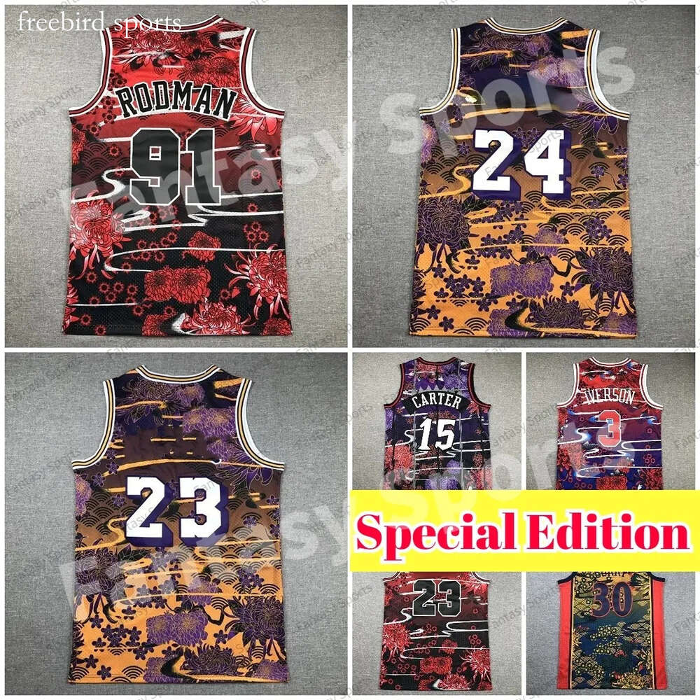 Rabbit Year Basketball Jerseys Stephen Curry Dennis Rodman 3 Allen Iverson Vince Carter Classic Shirt 23 24 91 15 30 Mens Jerseyss Special Edition