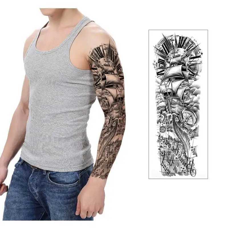 New Design Large Size Temporary Tattoo Mens Big Arm Sleeve Tattoo Stickers Body Art Lion Fake Tattoo Womens Waterproof Tattoo W250410
