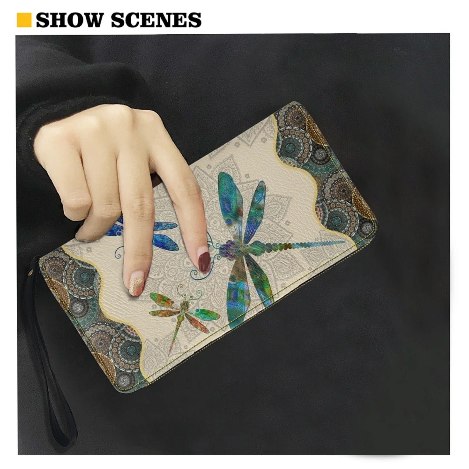 Belidome Mandala Dragoy Gift Cute Wristlet Wallet for Women PU Leather Zip new Around 2025 Purse RFID Blocking Card Holder Clutch Bags