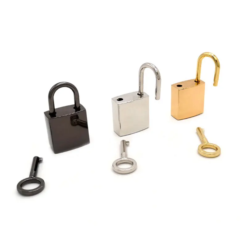 Creative Small Square Lock With Keys Real Lock For Luggage Handbag Jewelry Box Case Glossy Padlock Home Hardware