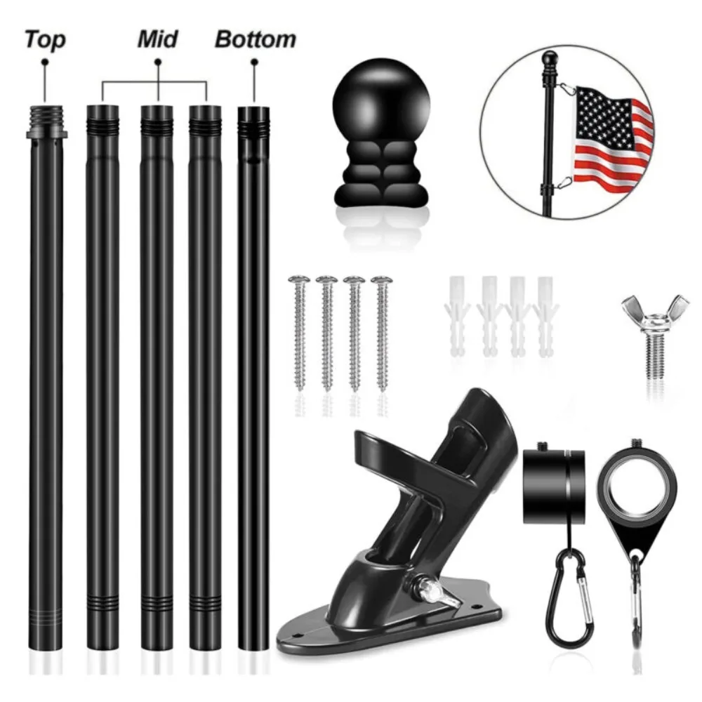 6ft Collapsible Flagpole Base Adjustable Wall Bracket Base Banner Rack Flag Pole Holder Flagpole Telescopic Flag Pole