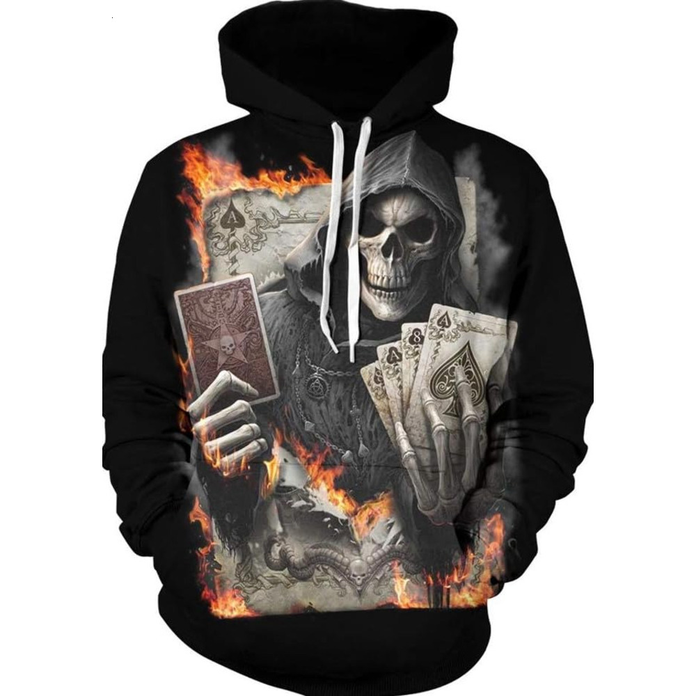 Hoodie for Mens Womens Soul Mens Skull Pattern 3D Print Fashion Design Hoodies Sweatshirt Graphic Hoodies sweatshirt Skeleton Poker