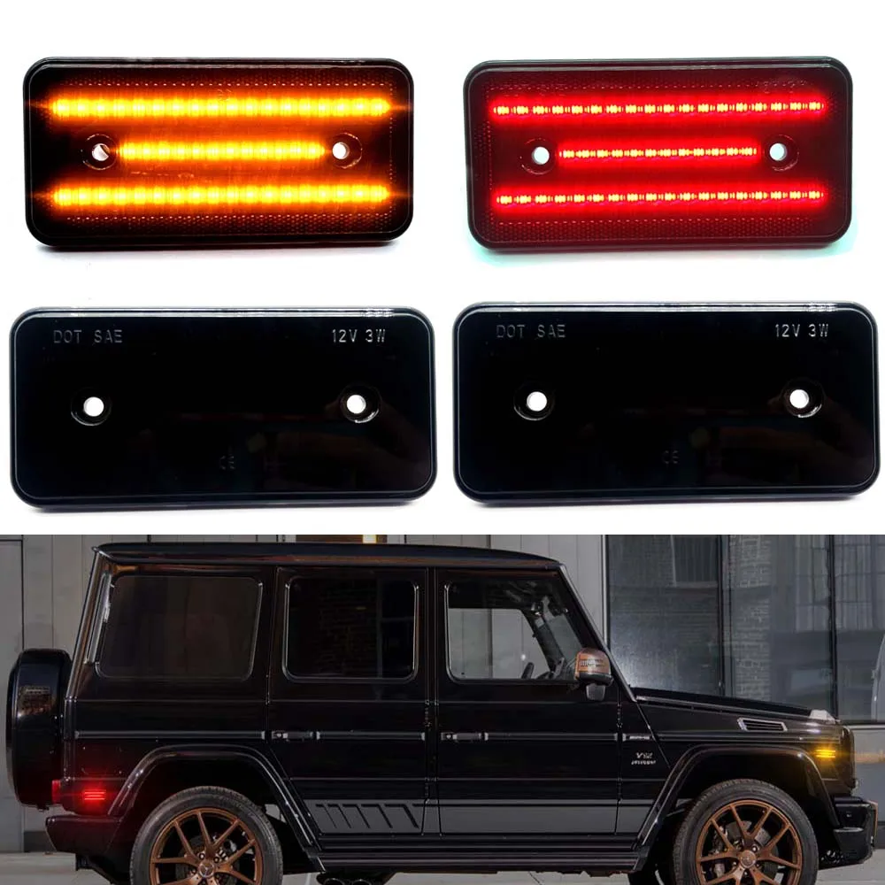 For Mercedes-Benz W463 G-Class G500 G550 G55 G63 AMG 2002-2014 Front Amber Rear Red LED Side Marker Bumper Repeater Light Lamp