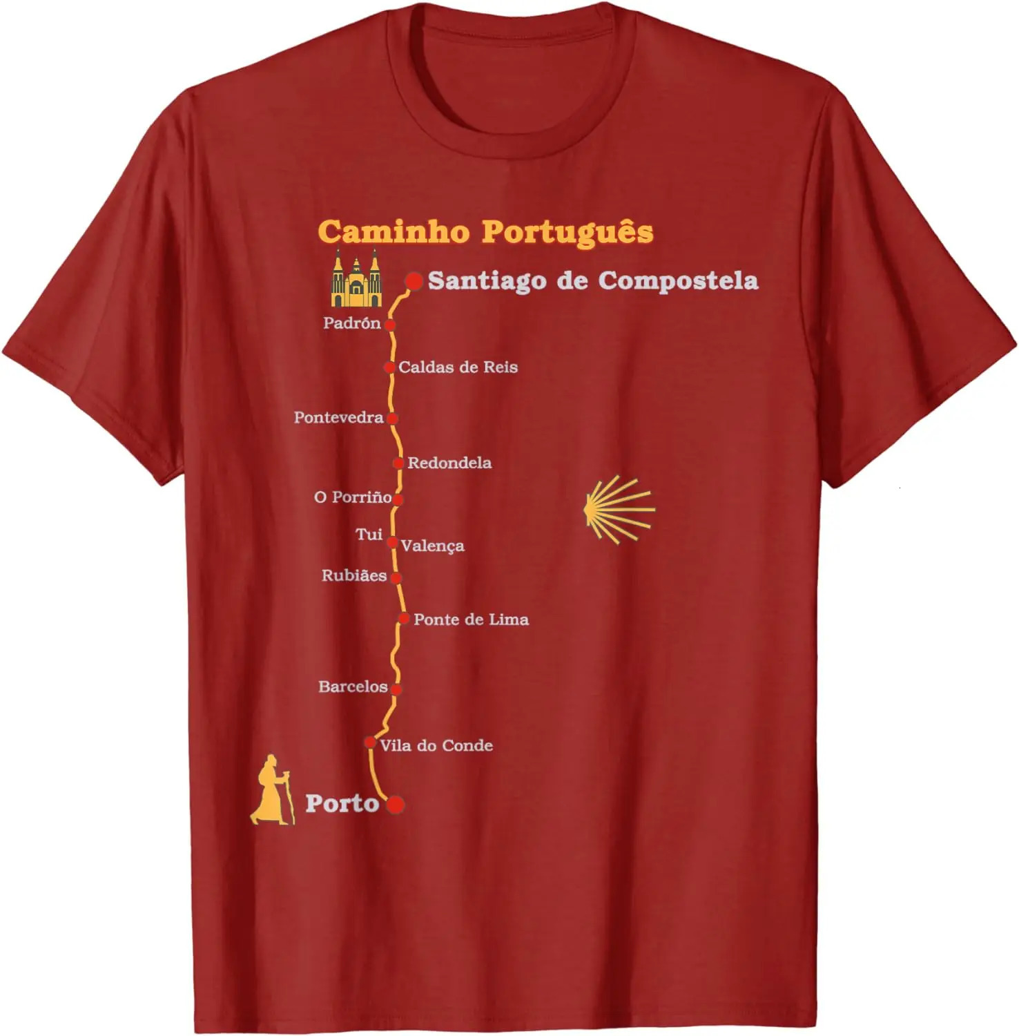 Route Caminho Santiago Camino Portugues TShirt 240409