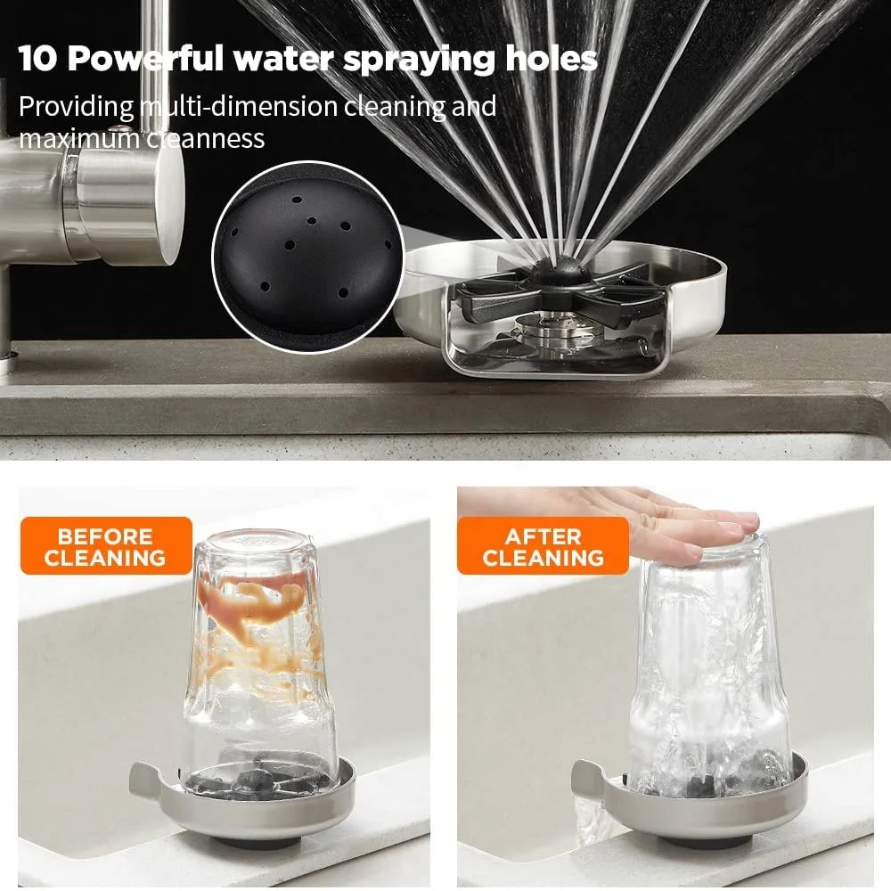 New glass washer home cup cleaning cup washing machine bar cup wash machine stainless steel cup washer hot and cold water matte black