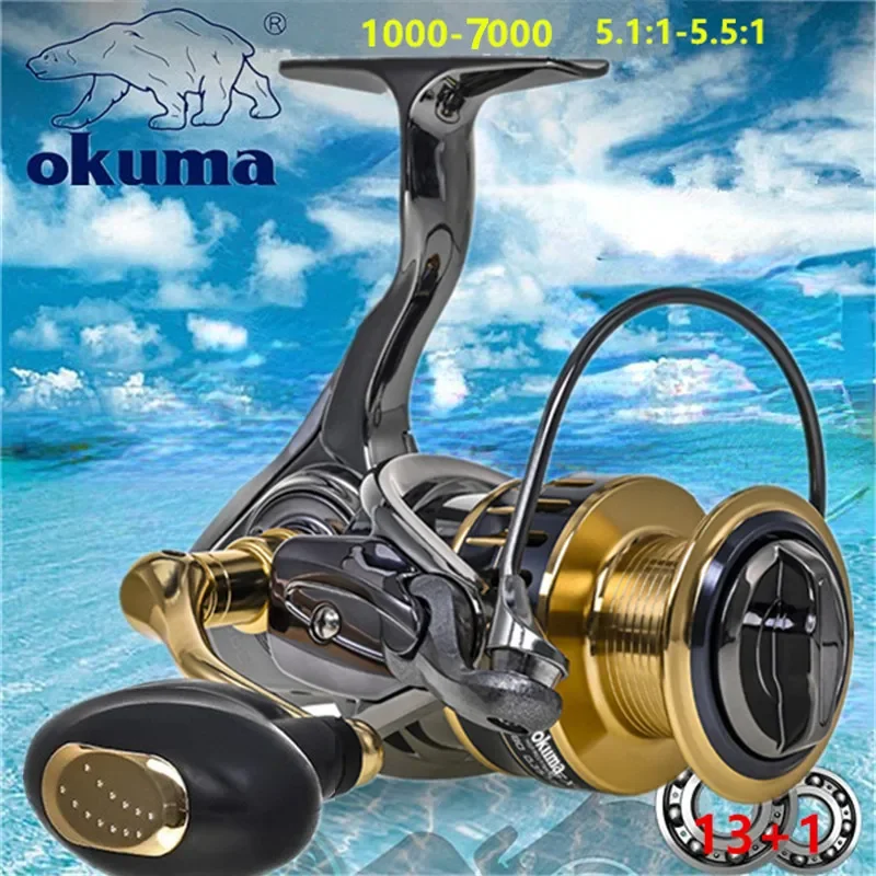 Reel Okuma Baoxiong Rotary G Resistance 13+1 Ball Bearing Sea Fishing Spinning Wheel Type Metal Wire Cup Sub Fish Wire Wheel smile 13+1