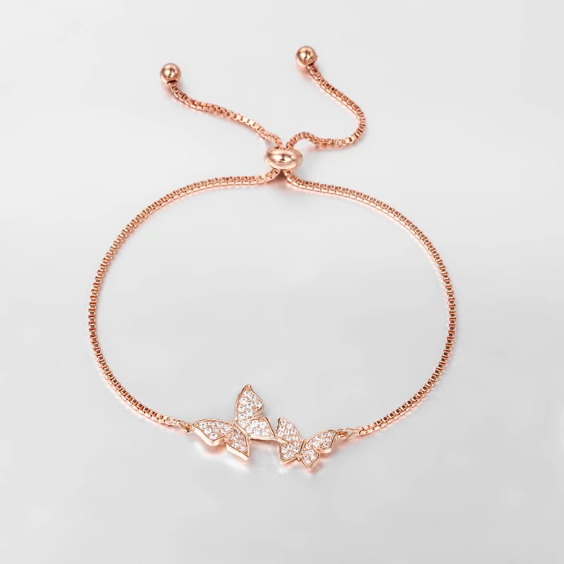WEIMANJINGDIAN Brand Cubic Zirconia Butterfly Adjustable Bracelets for Women Girls Kids Jewlery Gifts
