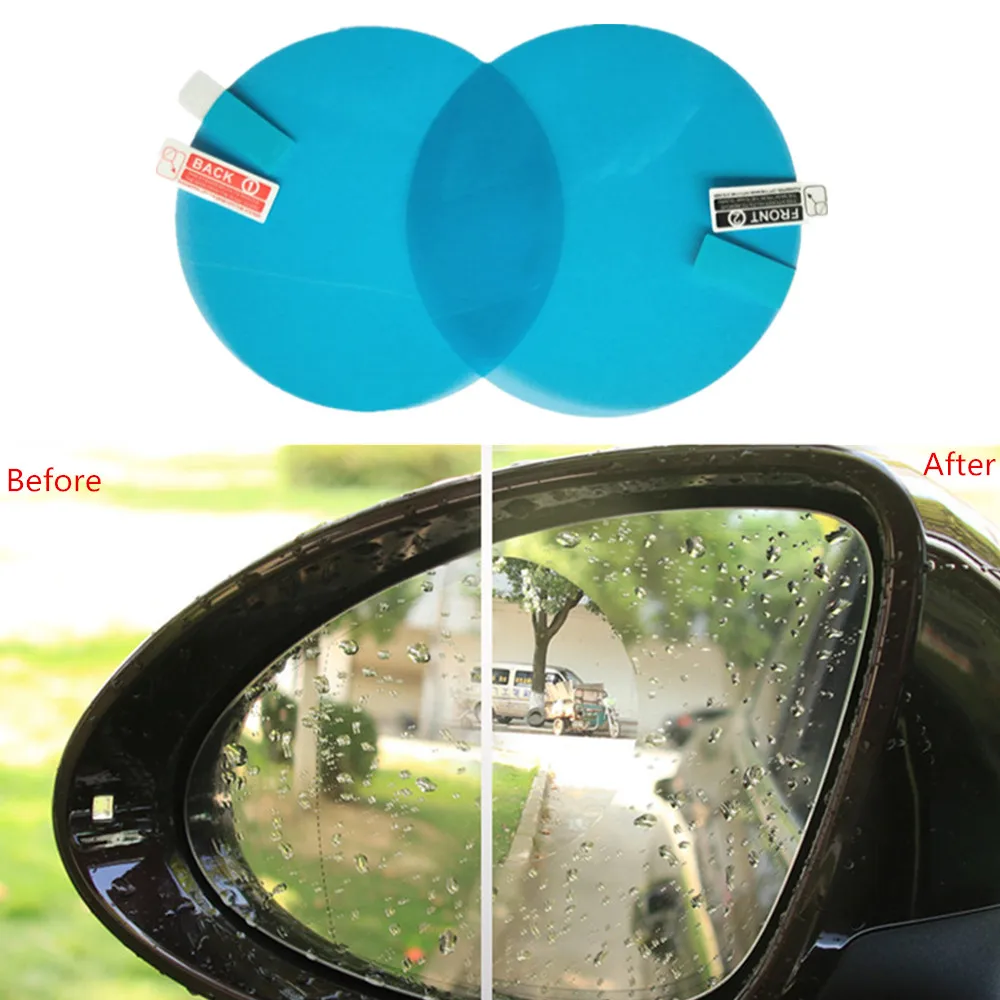 Rearview 2PCS Mirror Car Protective Film Anti Fog Window Foils Clear Rainproof Rear View Mirror Motorcycle Protective Soft Film smile