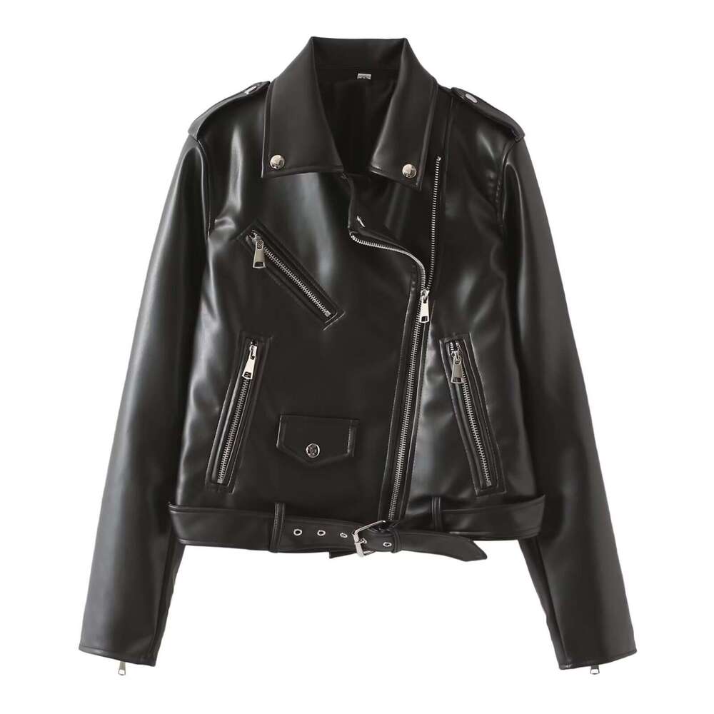 shanshi leather jacket women autumn new women's clothing faux motorcycle style zipper leather jacket for women