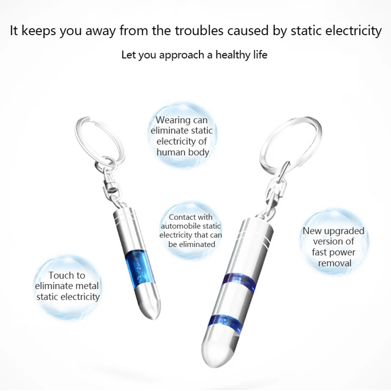1PC Anti-Static Keychain Car Body Static Eliminator Discharger Antistatic Rod Portable Keychain Eliminator High-Voltage Portable