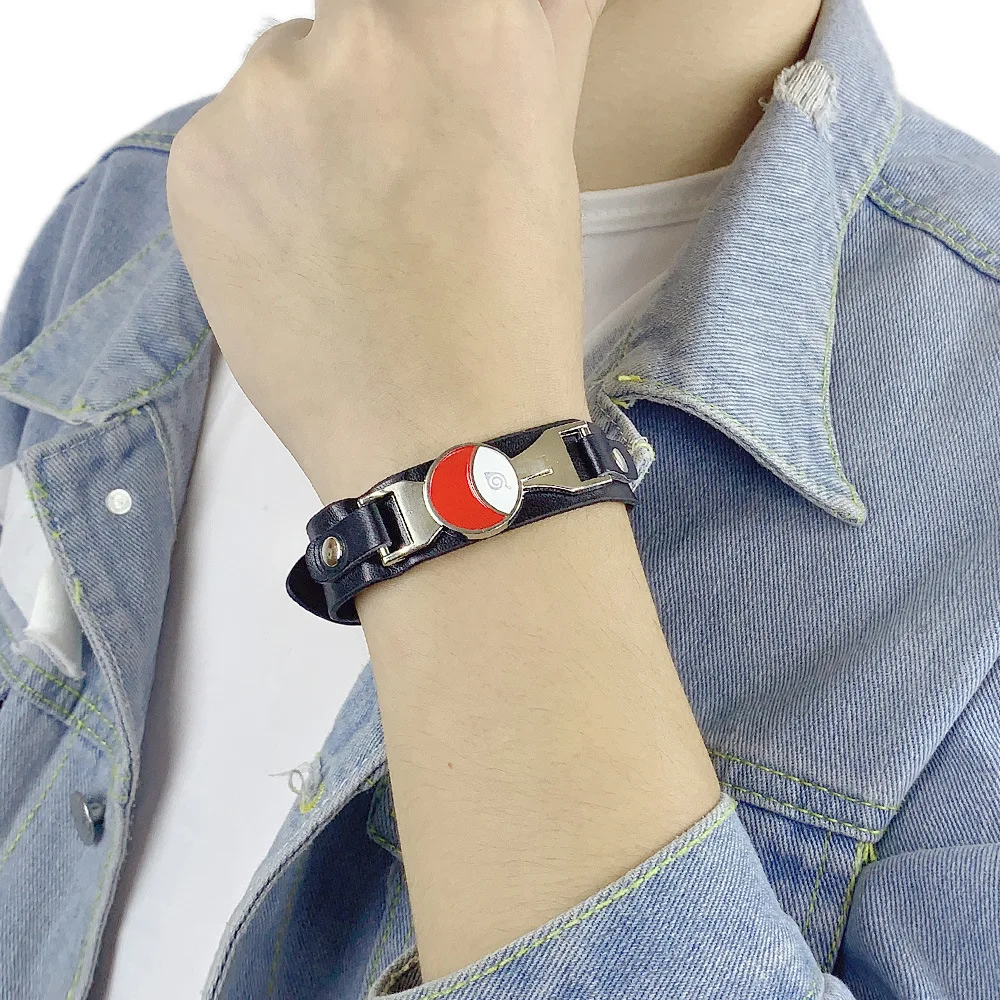 Sasuke Anime Akatsuki Uchiha Uzumaki ddmysmile Red Cloud Sharingan Bracelets Leather Rope Figure Kids Toy Cosplay Gift Smile